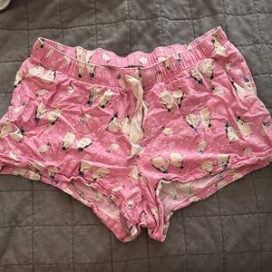 Old Navy Pink Penguin Flannel Women's Pajama Shorts